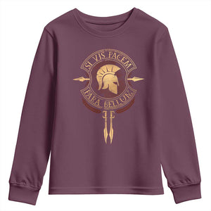 Sparta Greek Youth Sweatshirt Si Vis Pacem Para Bellum TS09 Maroon Print Your Wear