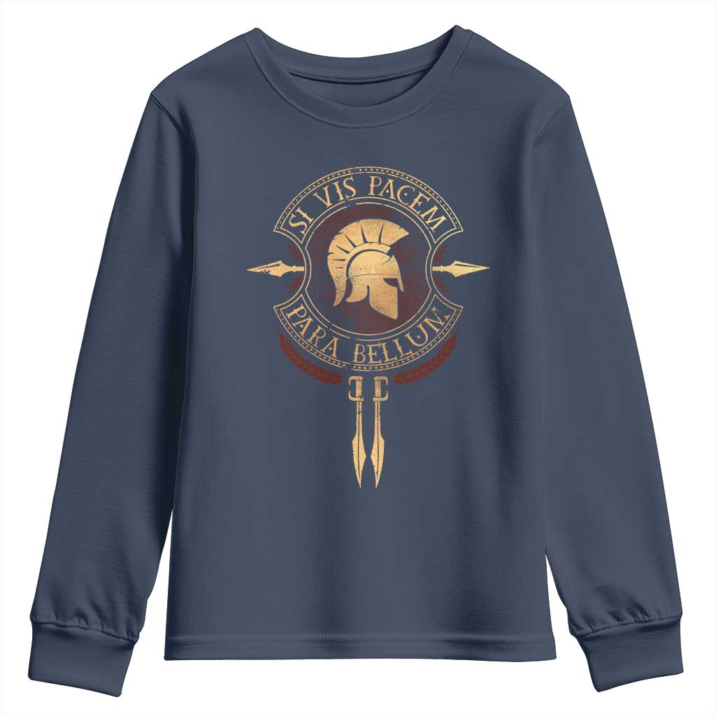 Sparta Greek Youth Sweatshirt Si Vis Pacem Para Bellum TS09 Navy Print Your Wear