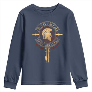 Sparta Greek Youth Sweatshirt Si Vis Pacem Para Bellum TS09 Navy Print Your Wear