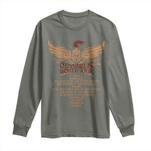 Odysseus World Tour Long Sleeve Shirt Ancient Greek Epic Mythlogy TS09 Military Green Print Your Wear