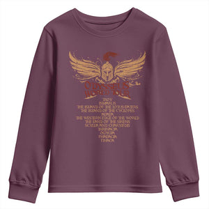Odysseus World Tour Youth Sweatshirt Ancient Greek Epic Mythlogy TS09 Maroon Print Your Wear