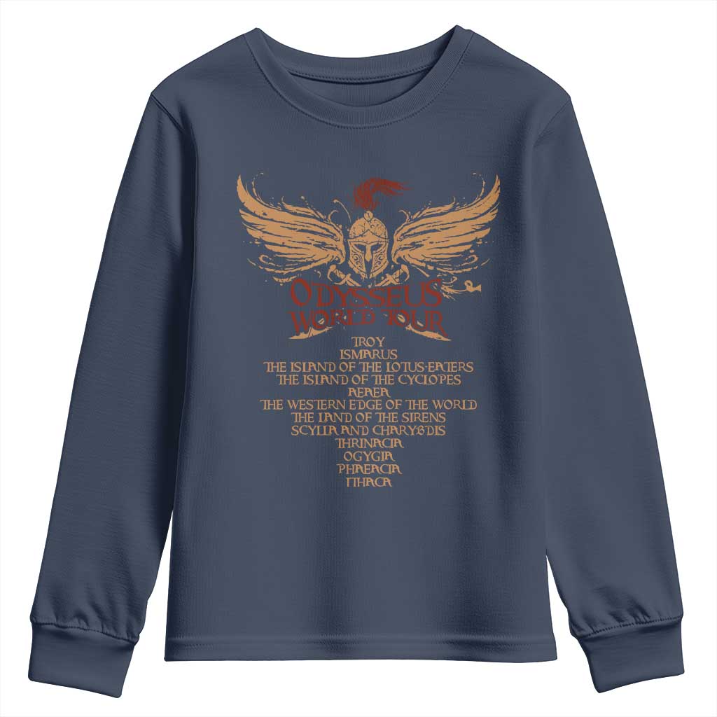 Odysseus World Tour Youth Sweatshirt Ancient Greek Epic Mythlogy TS09 Navy Print Your Wear