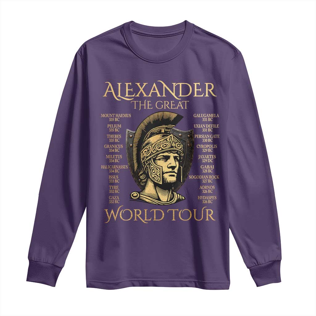 Funny Alexander The Great World Tour Long Sleeve Shirt Ancient Greek History TS09 Purple Print Your Wear