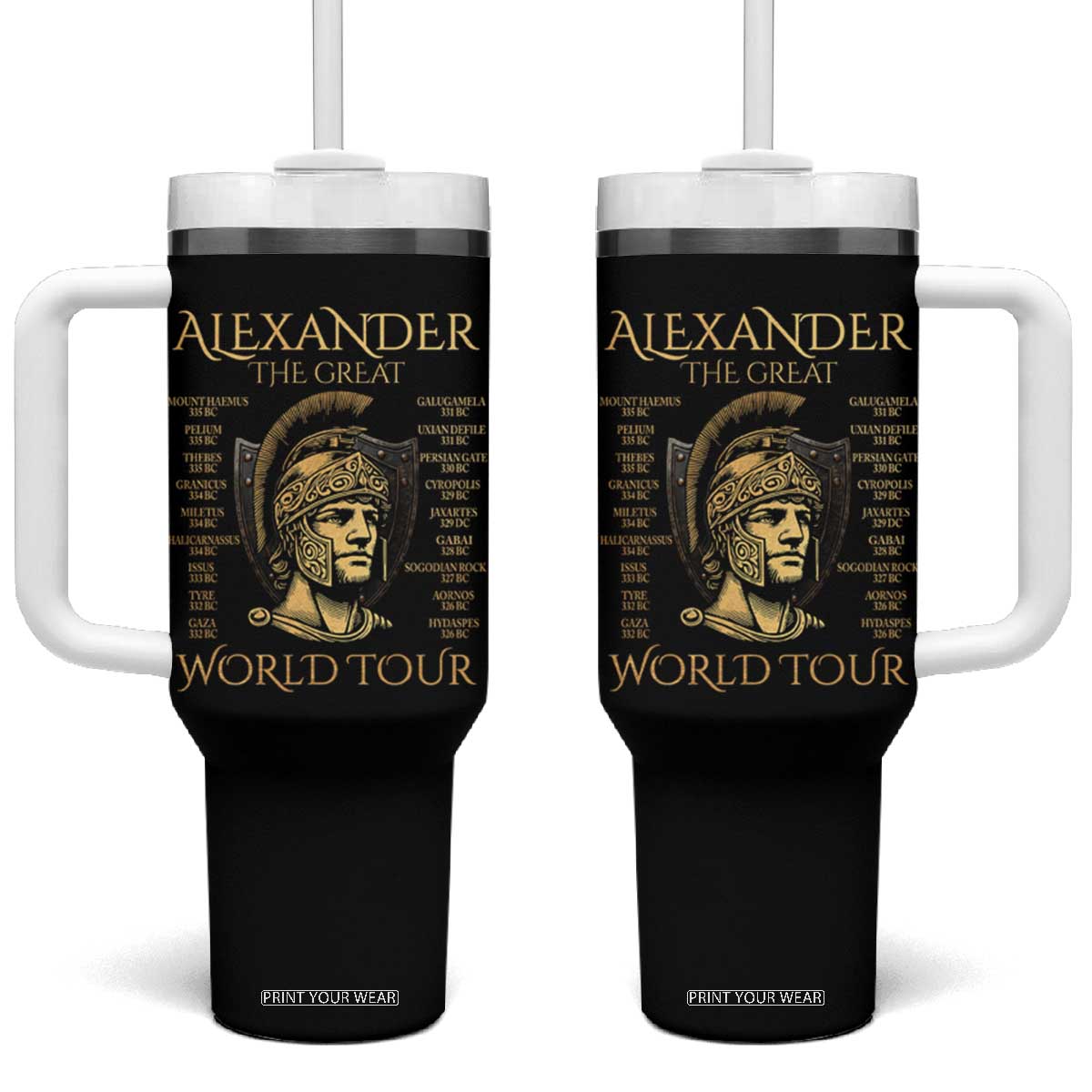 Funny Alexander The Great World Tour Tumbler With Handle Ancient Greek History TS09 One Size: 40 oz Black Print Your Wear