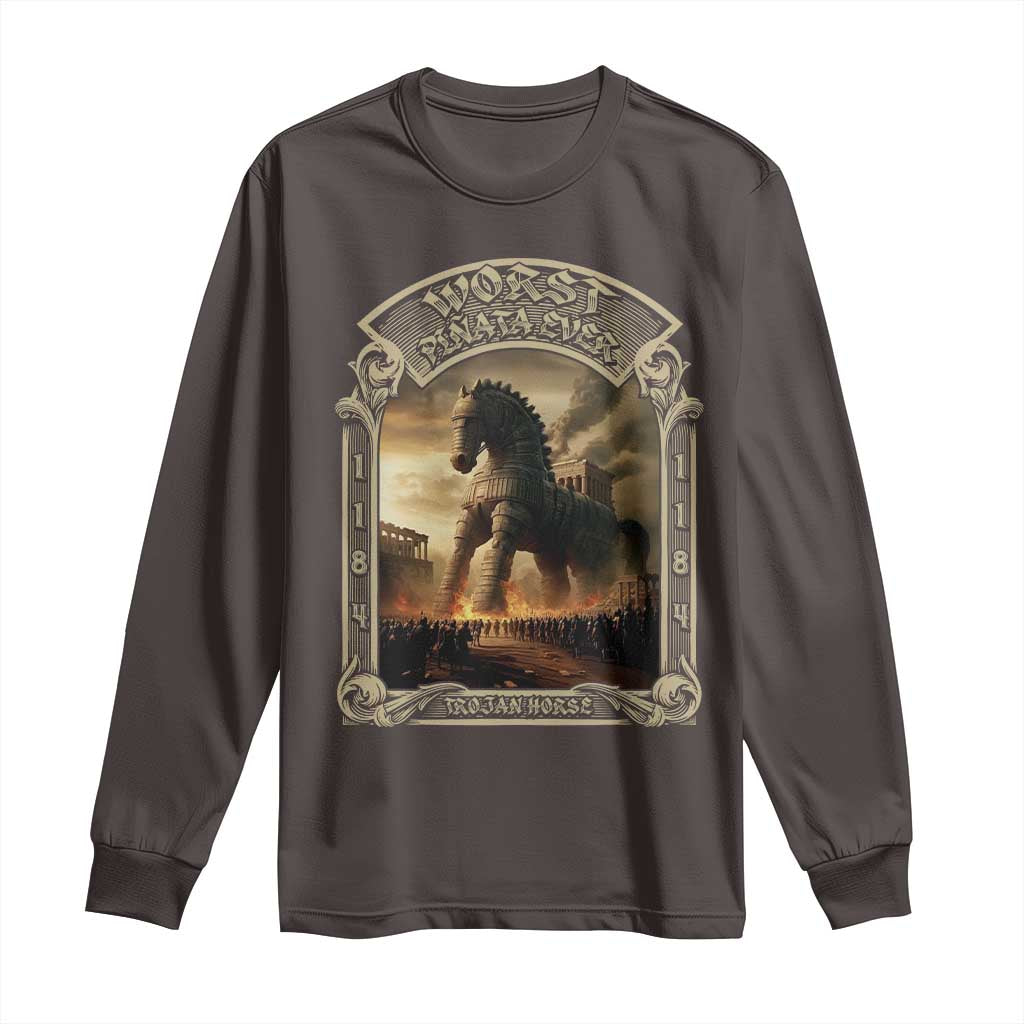 Trojan Horse Long Sleeve Shirt Ancient Greek Epic Mythlogy History Lover TS09 Dark Chocolate Print Your Wear