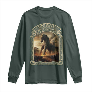 Trojan Horse Long Sleeve Shirt Ancient Greek Epic Mythlogy History Lover TS09 Dark Forest Green Print Your Wear