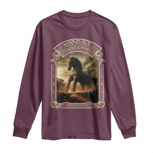 Trojan Horse Long Sleeve Shirt Ancient Greek Epic Mythlogy History Lover TS09 Maroon Print Your Wear