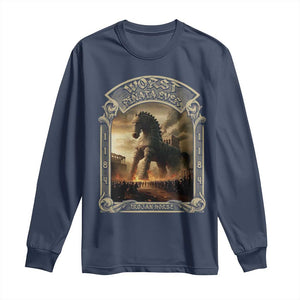 Trojan Horse Long Sleeve Shirt Ancient Greek Epic Mythlogy History Lover TS09 Navy Print Your Wear