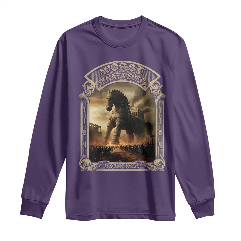 Trojan Horse Long Sleeve Shirt Ancient Greek Epic Mythlogy History Lover TS09 Purple Print Your Wear