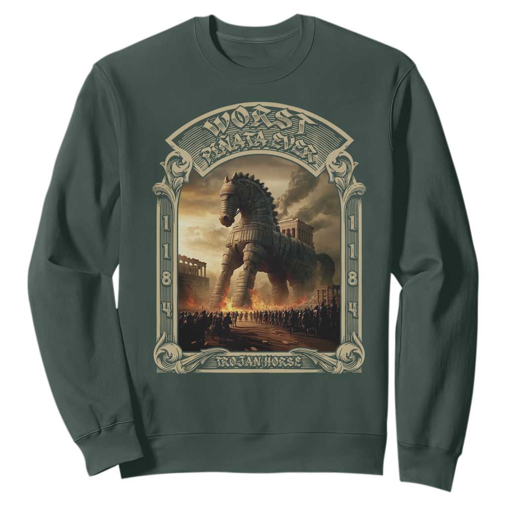 Trojan Horse Sweatshirt Ancient Greek Epic Mythlogy History Lover TS09 Dark Forest Green Print Your Wear