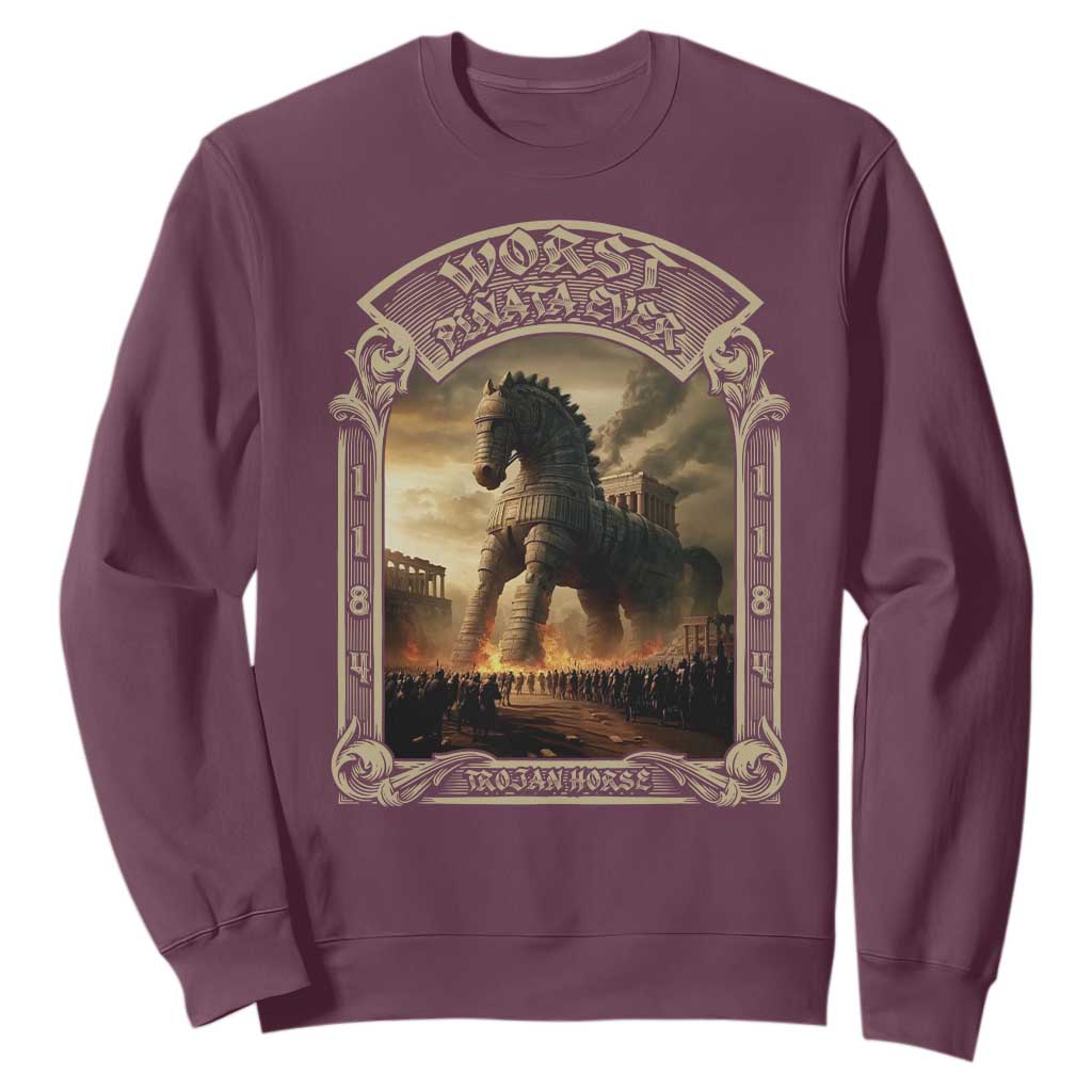 Trojan Horse Sweatshirt Ancient Greek Epic Mythlogy History Lover TS09 Maroon Print Your Wear