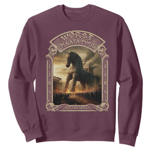 Trojan Horse Sweatshirt Ancient Greek Epic Mythlogy History Lover TS09 Maroon Print Your Wear