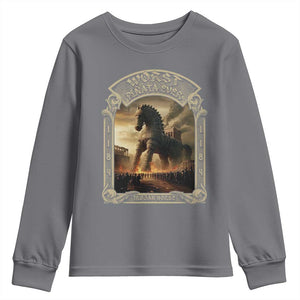 Trojan Horse Youth Sweatshirt Ancient Greek Epic Mythlogy History Lover TS09 Charcoal Print Your Wear