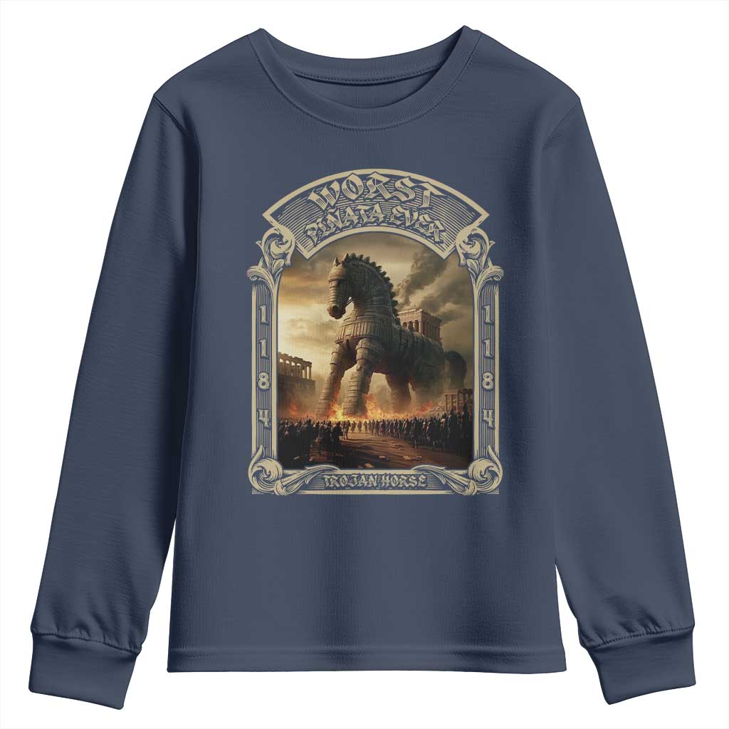 Trojan Horse Youth Sweatshirt Ancient Greek Epic Mythlogy History Lover TS09 Navy Print Your Wear