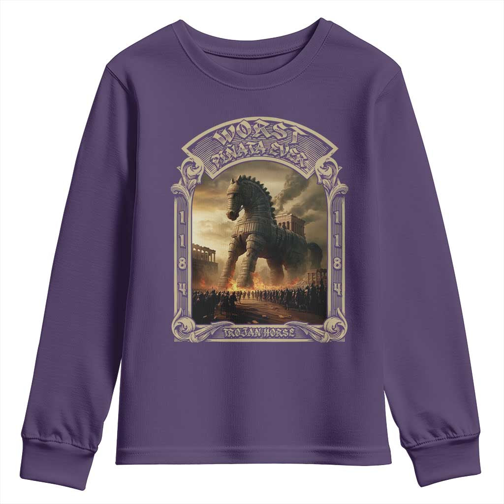 Trojan Horse Youth Sweatshirt Ancient Greek Epic Mythlogy History Lover TS09 Purple Print Your Wear