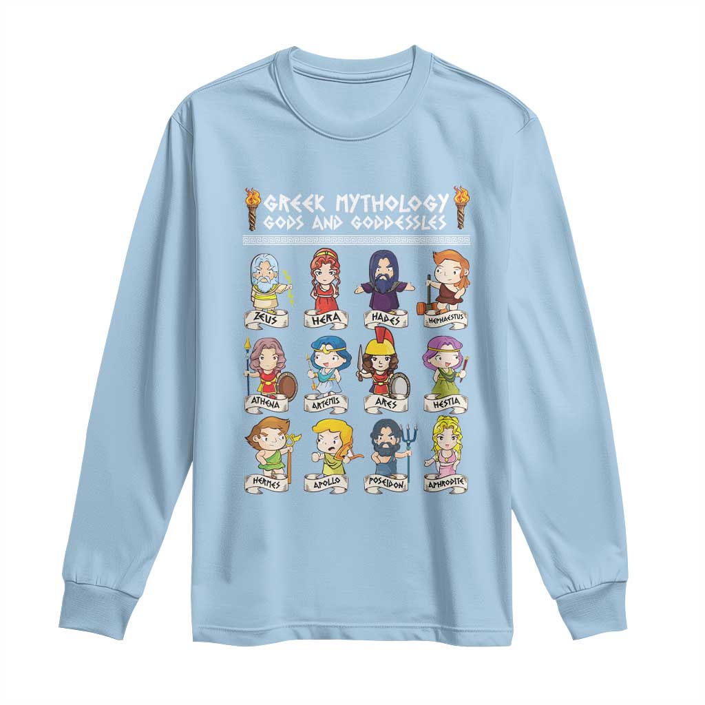 Greek Mythology Long Sleeve Shirt Gods And Goddesses TS09 Light Blue Print Your Wear