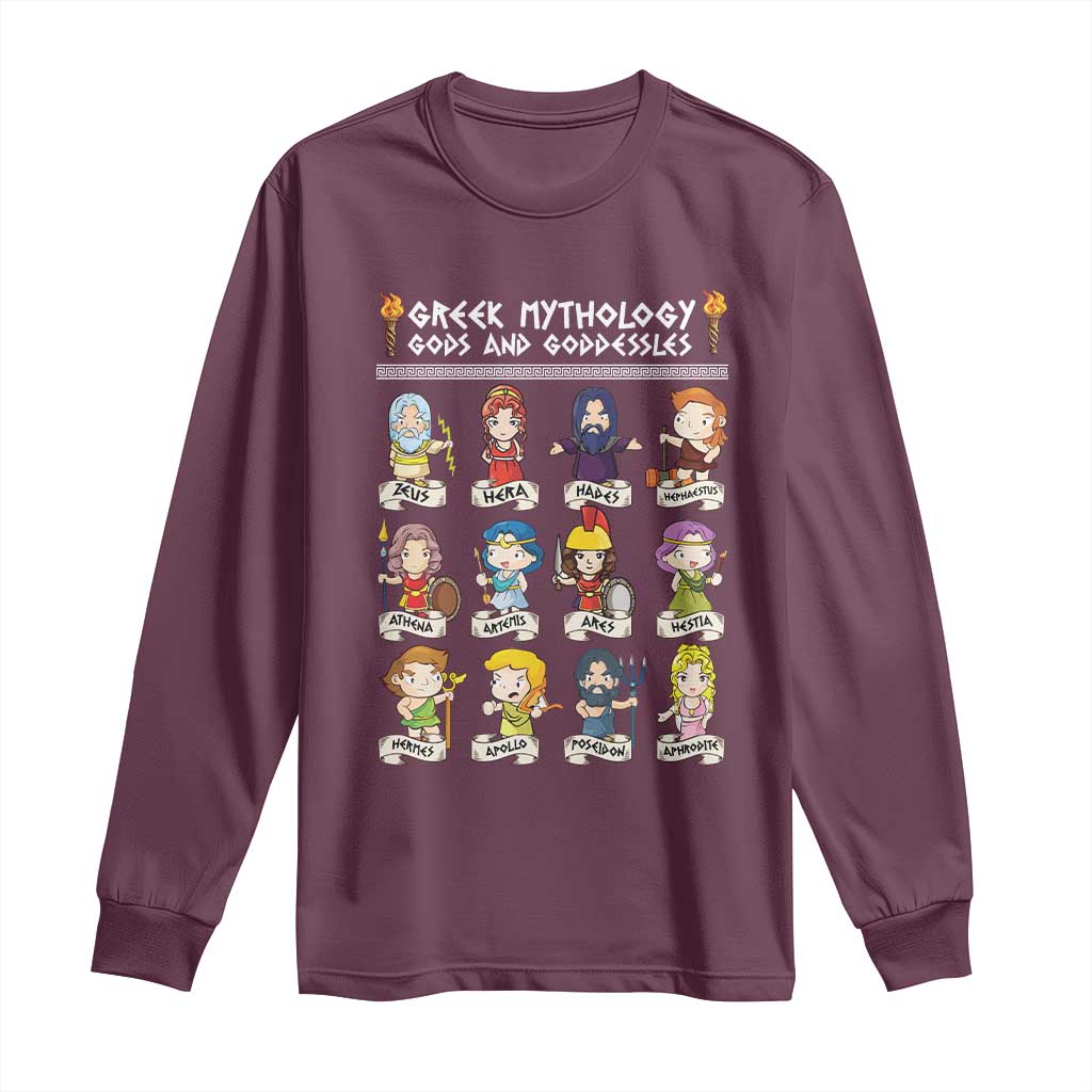 Greek Mythology Long Sleeve Shirt Gods And Goddesses TS09 Maroon Print Your Wear