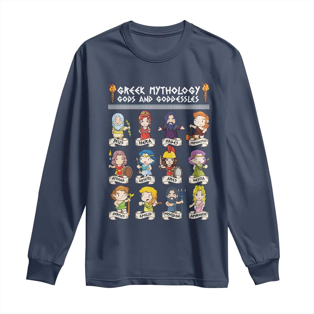 Greek Mythology Long Sleeve Shirt Gods And Goddesses TS09 Navy Print Your Wear