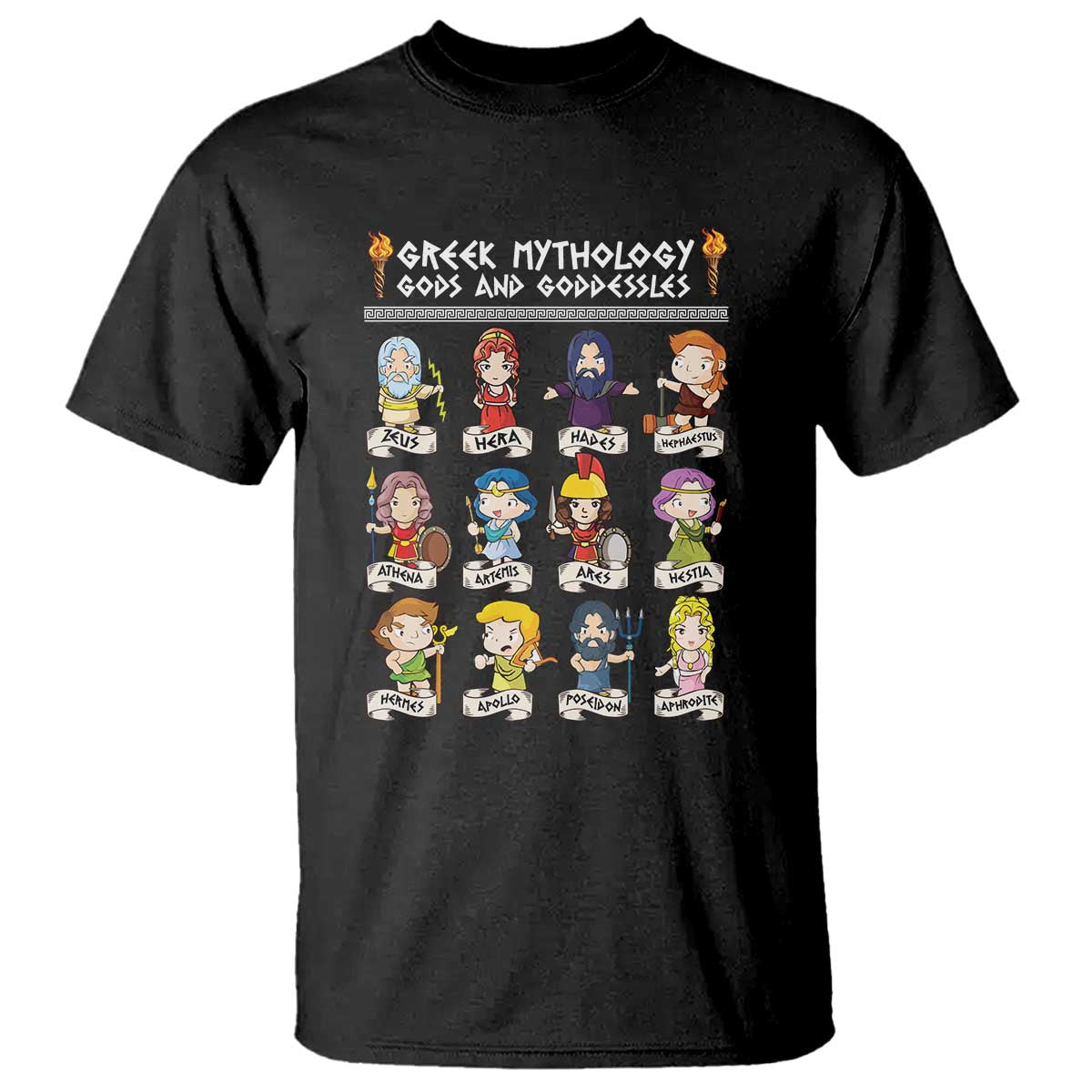 Greek Mythology T Shirt Gods And Goddesses TS09 Black Print Your Wear