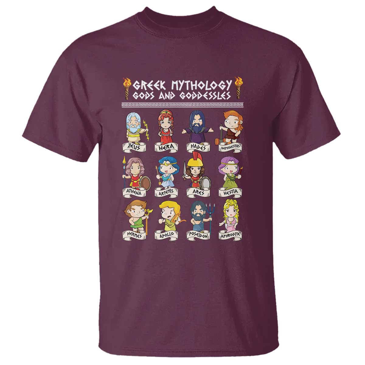 Greek Mythology T Shirt Gods And Goddesses TS09 Maroon Print Your Wear