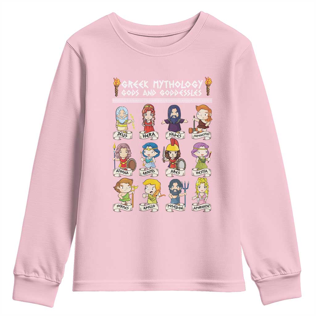 Greek Mythology Youth Sweatshirt Gods And Goddesses TS09 Light Pink Print Your Wear