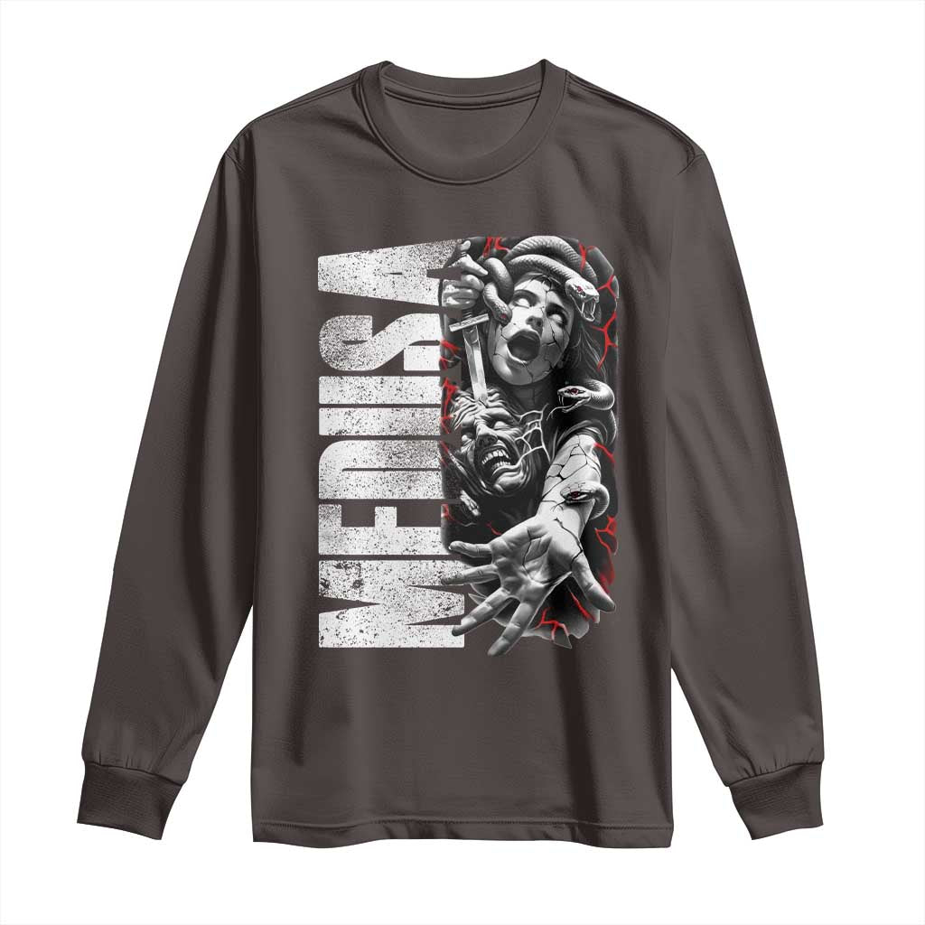 Greek Mythology Medusa Long Sleeve Shirt TS09 Dark Chocolate Print Your Wear