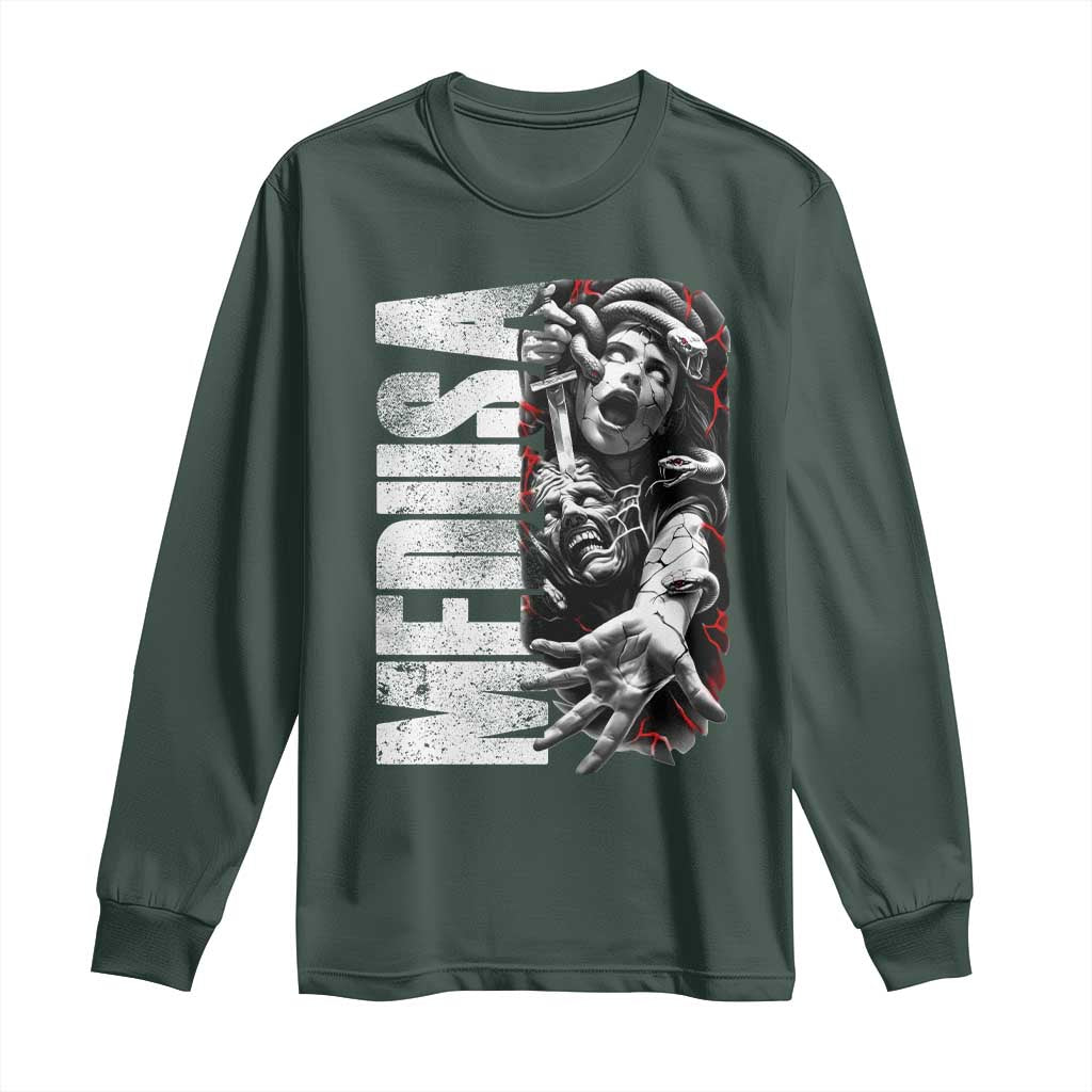 Greek Mythology Medusa Long Sleeve Shirt TS09 Dark Forest Green Print Your Wear