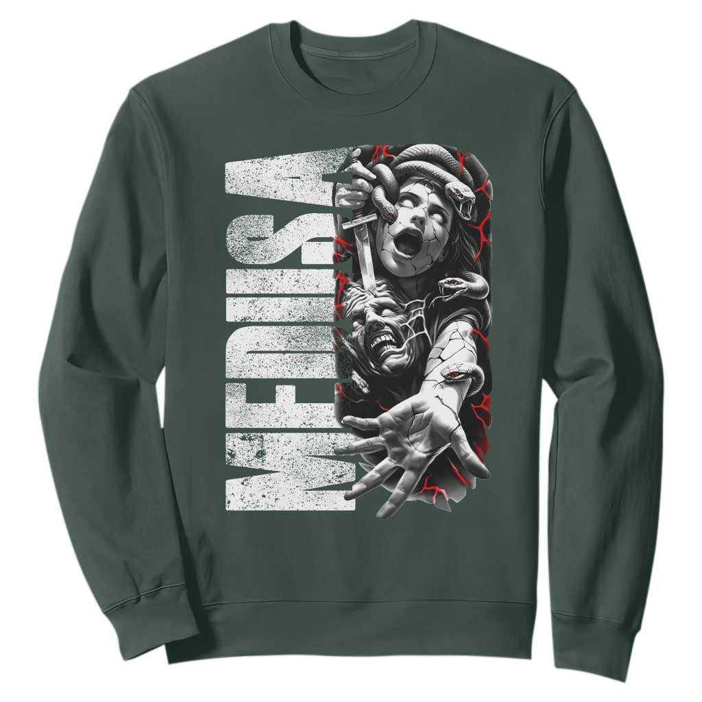 Greek Mythology Medusa Sweatshirt TS09 Dark Forest Green Print Your Wear