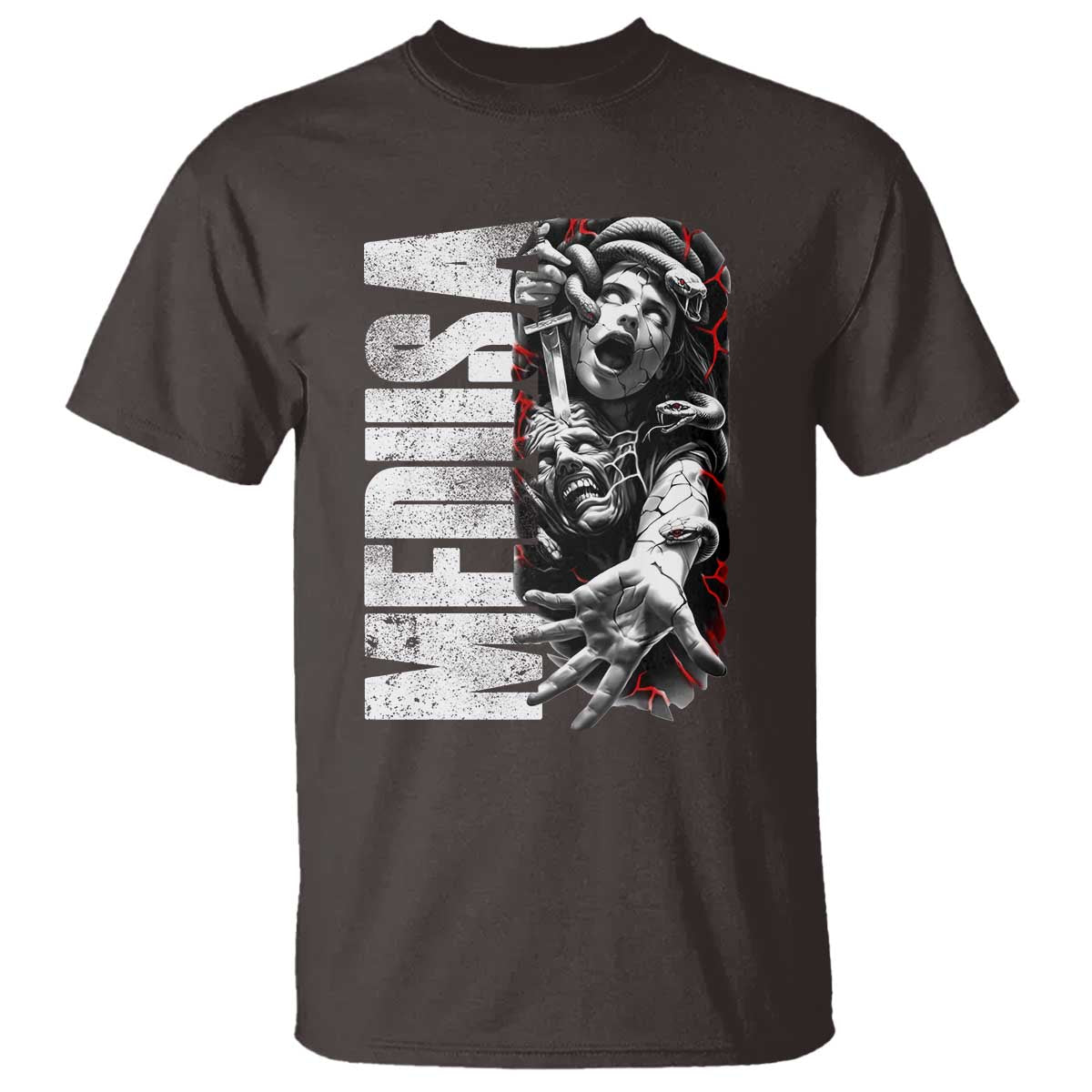 Greek Mythology Medusa T Shirt TS09 Dark Chocolate Print Your Wear