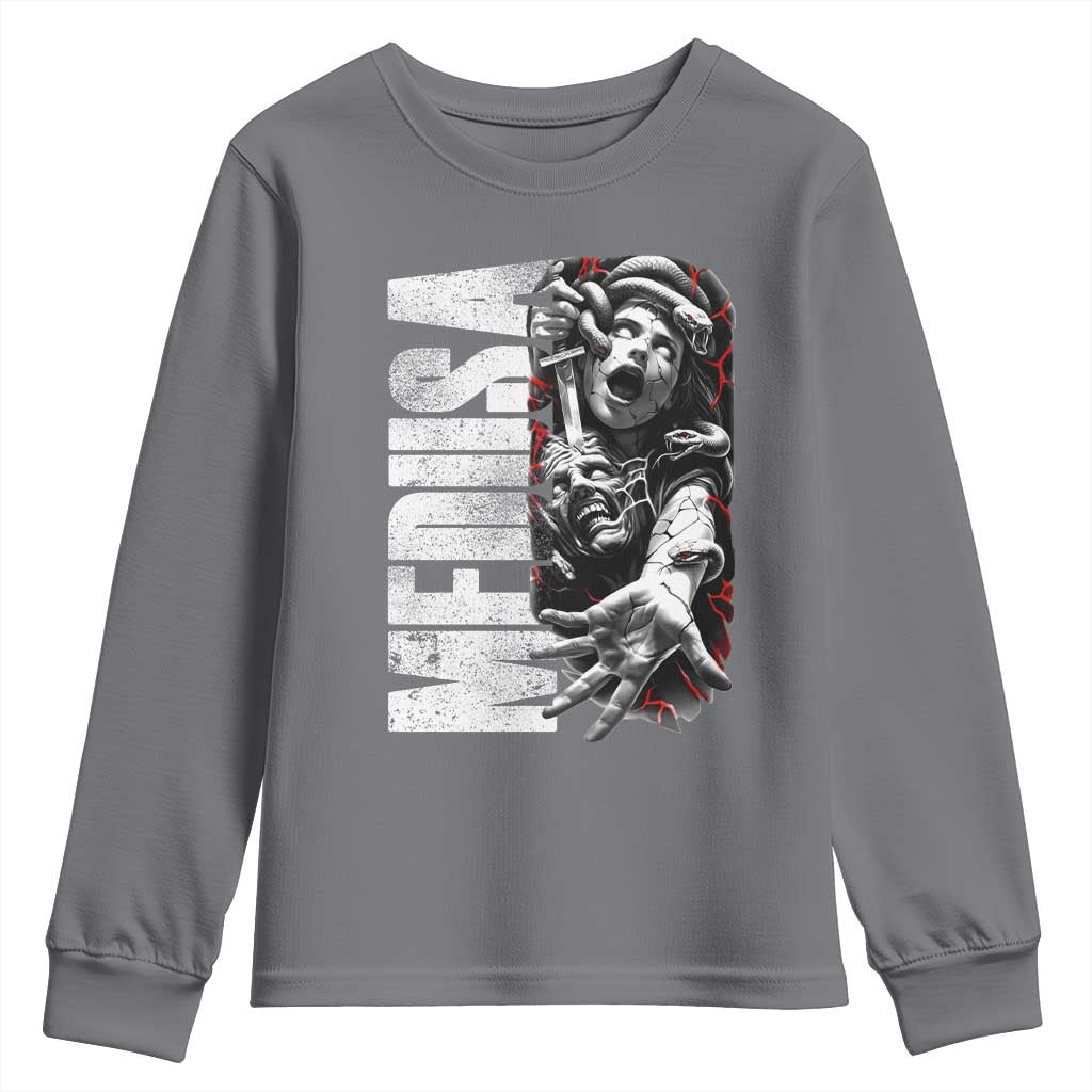Greek Mythology Medusa Youth Sweatshirt TS09 Charcoal Print Your Wear