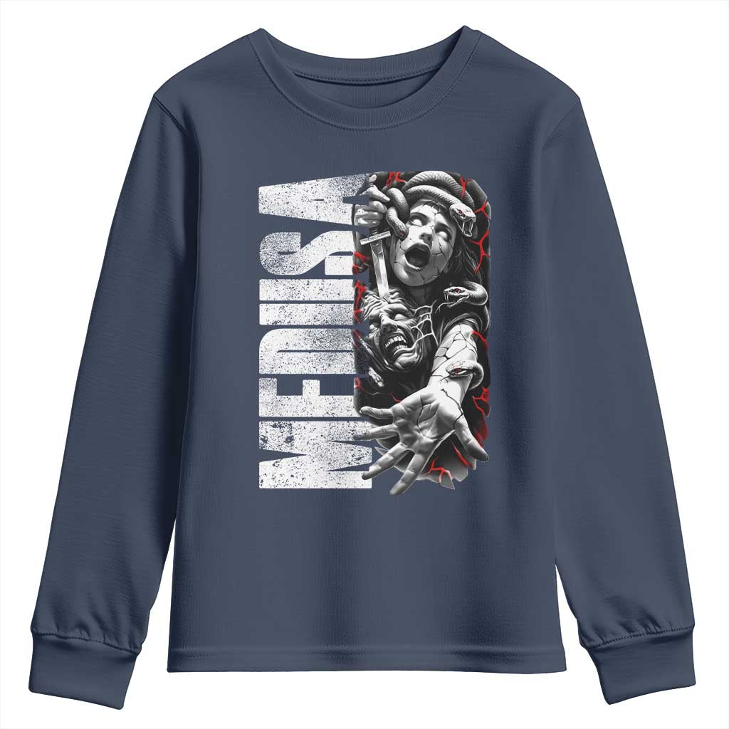 Greek Mythology Medusa Youth Sweatshirt TS09 Navy Print Your Wear