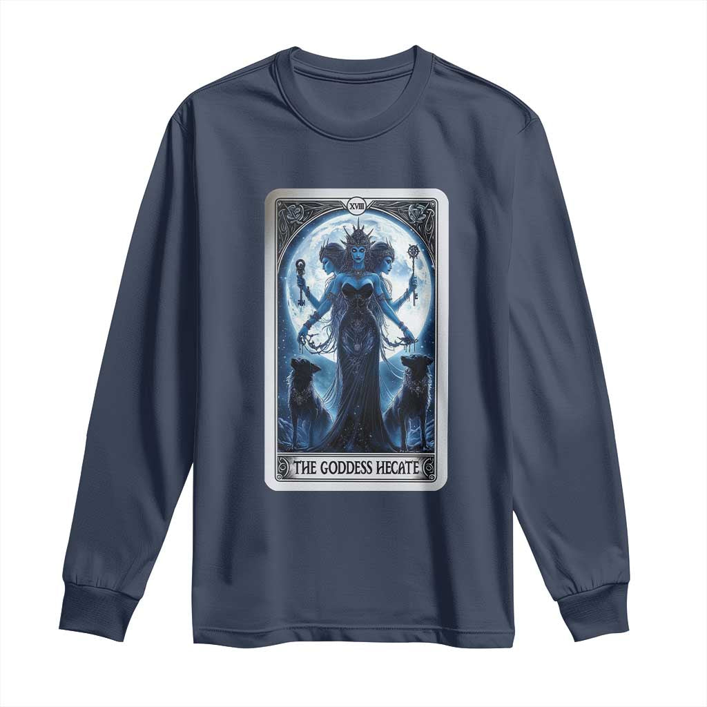 Greek Mythology Hecate Triple Goddess Long Sleeve Shirt Moon Pagan Gothic Witch TS09 Navy Print Your Wear