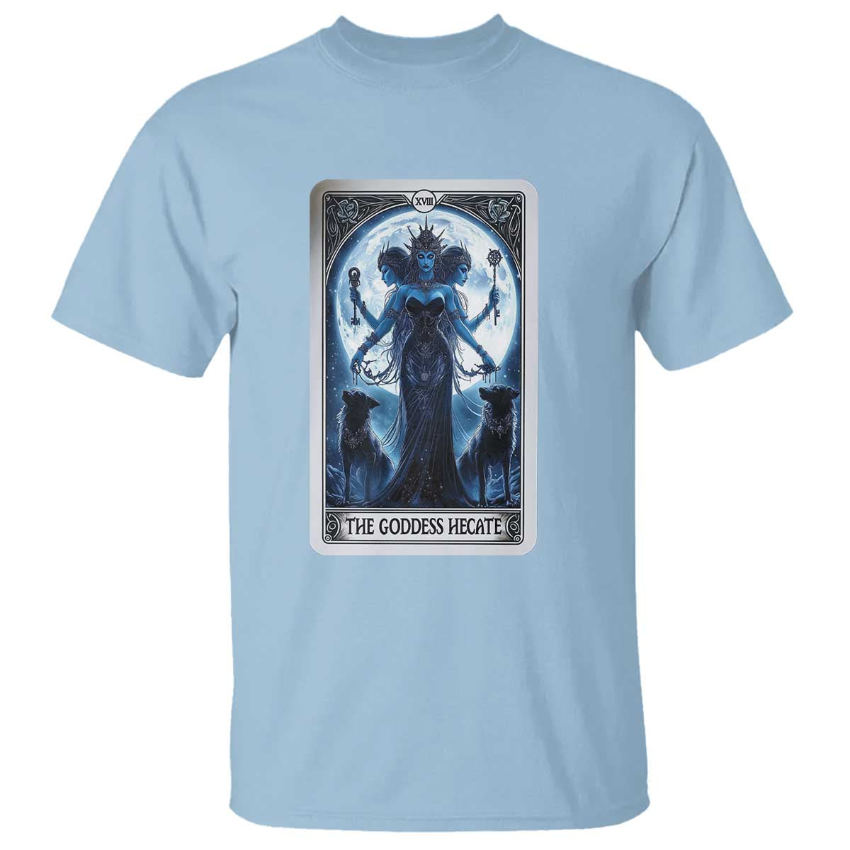 Greek Mythology Hecate Triple Goddess T Shirt Moon Pagan Gothic Witch TS09 Light Blue Print Your Wear