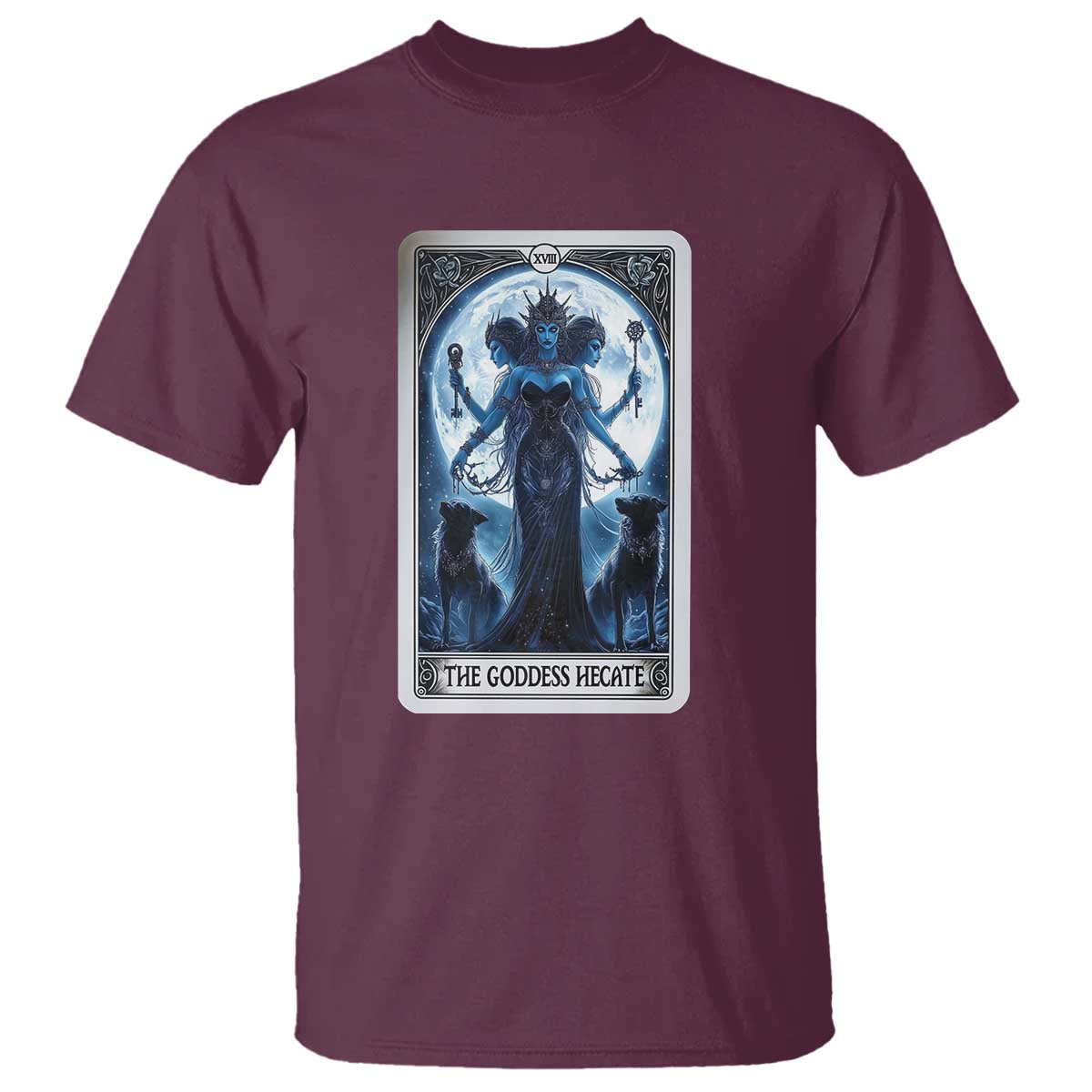 Greek Mythology Hecate Triple Goddess T Shirt Moon Pagan Gothic Witch TS09 Maroon Print Your Wear