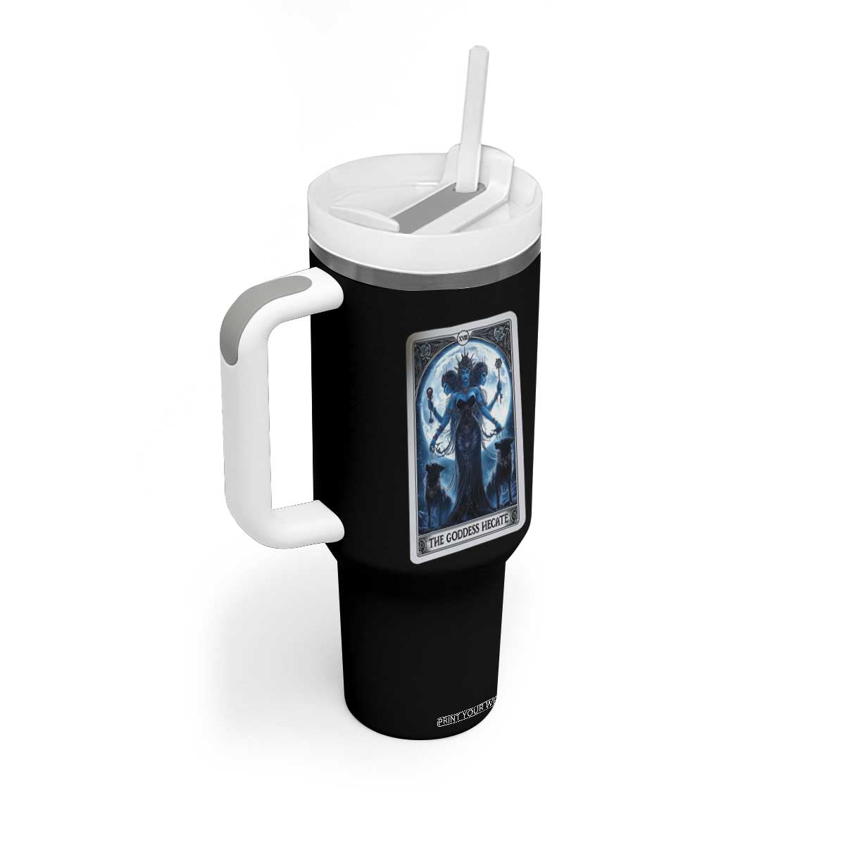 Greek Mythology Hecate Triple Goddess Tumbler With Handle Moon Pagan Gothic Witch TS09 Print Your Wear