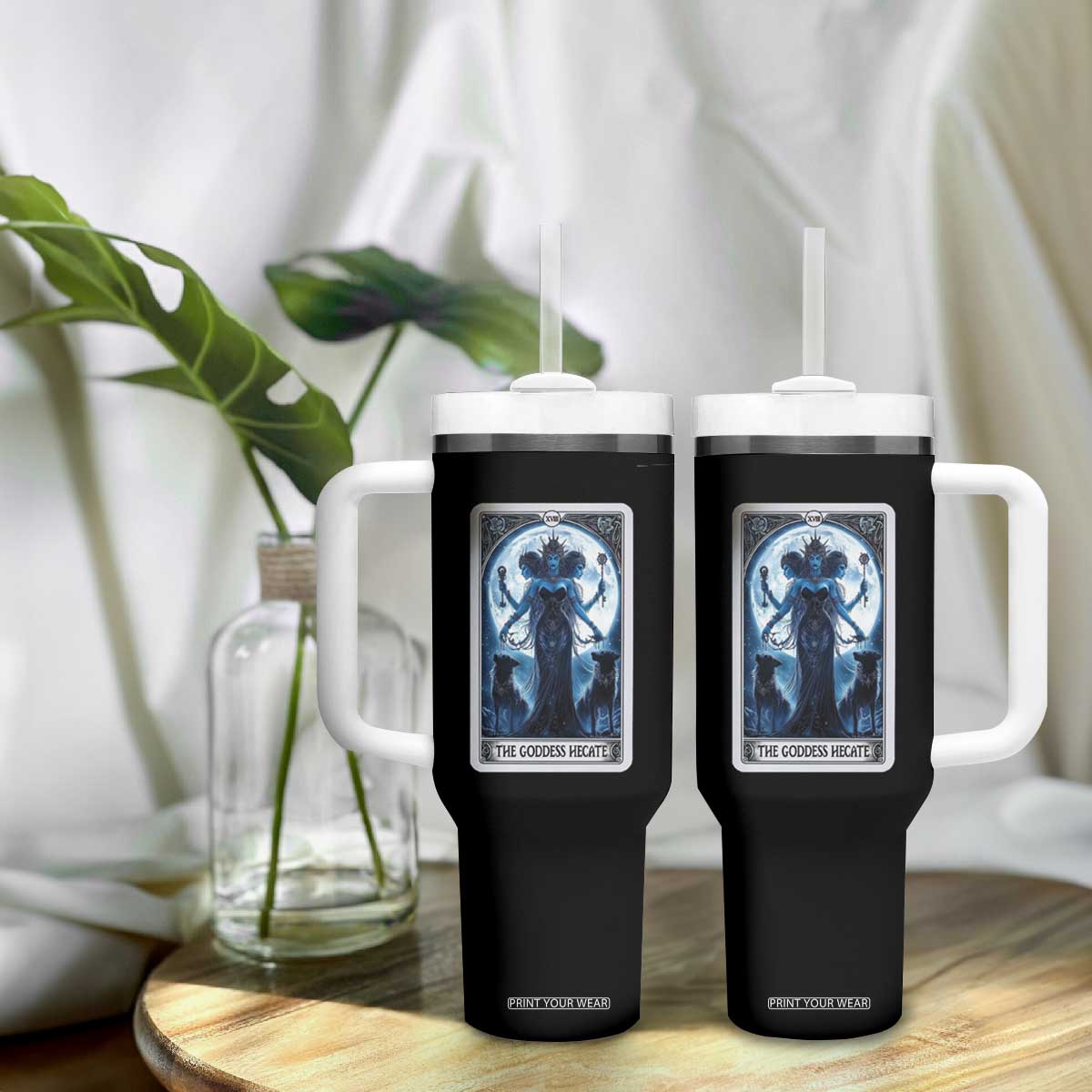 Greek Mythology Hecate Triple Goddess Tumbler With Handle Moon Pagan Gothic Witch TS09 Print Your Wear