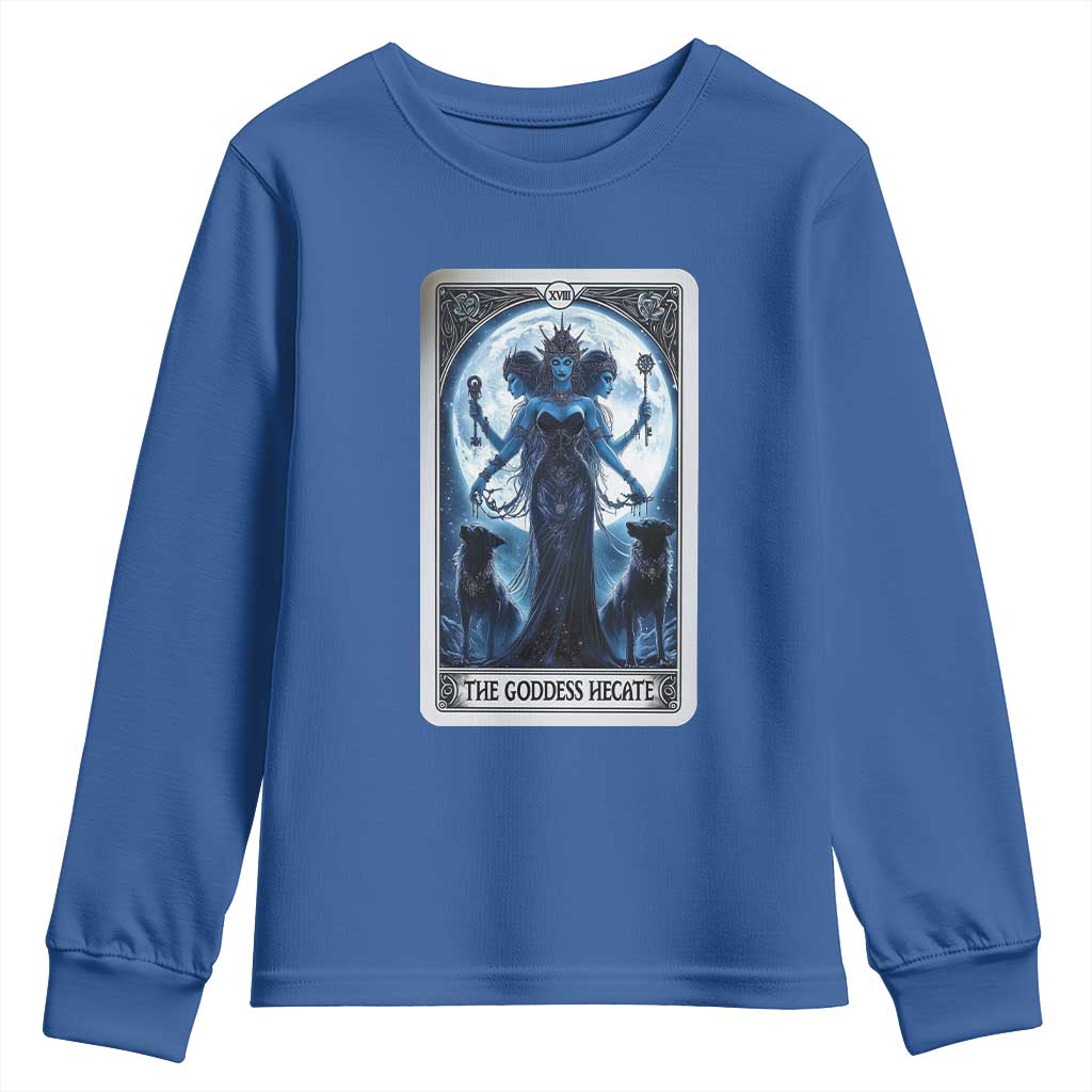Greek Mythology Hecate Triple Goddess Youth Sweatshirt Moon Pagan Gothic Witch TS09 Royal Blue Print Your Wear