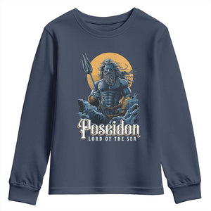 Ancient Greek Mythology Poseidon Youth Sweatshirt Lord Of The Sea Trident TS09 Navy Print Your Wear