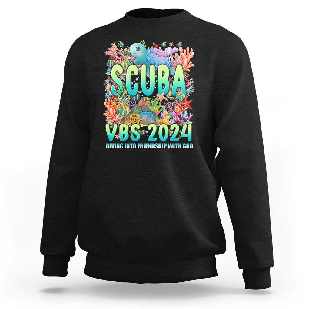 Scuba VBS 2024 Sweatshirt Diving Into Friendship Vacation Bible School TS09 Black Print Your Wear