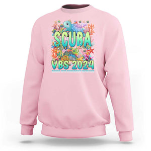 Scuba VBS 2024 Sweatshirt Diving Into Friendship Vacation Bible School TS09 Light Pink Print Your Wear