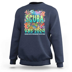 Scuba VBS 2024 Sweatshirt Diving Into Friendship Vacation Bible School TS09 Navy Print Your Wear