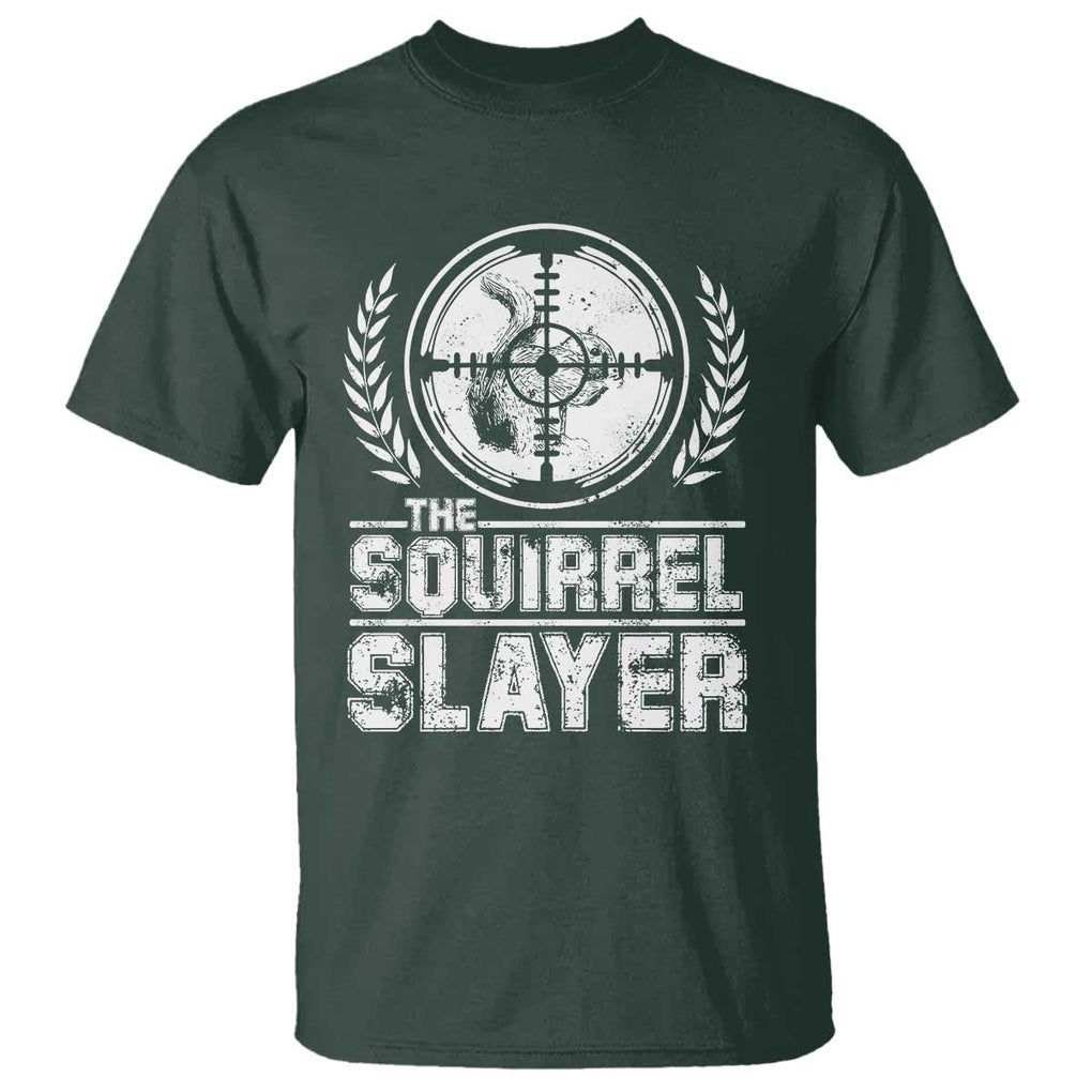 Funny Hunting Squirrel Slayer Retro T Shirt TS09 Dark Forest Green Print Your Wear