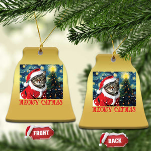 Santa Cat Xmas Christmas Ornament Meowy Catmas Starry Night Christmas Tree TS09 Bell Flake Gold Print Your Wear