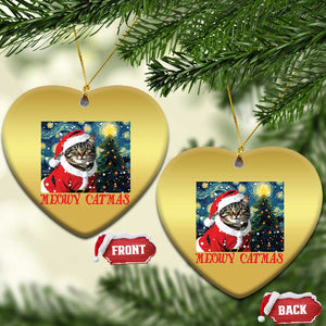 Santa Cat Xmas Christmas Ornament Meowy Catmas Starry Night Christmas Tree TS09 Heart Gold Print Your Wear