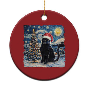 Xmas Black Cat Christmas Ornament Meowy Catmas Starry Night Santa Cat TS09 Print Your Wear