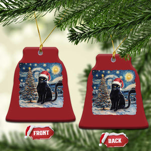 Xmas Black Cat Christmas Ornament Meowy Catmas Starry Night Santa Cat TS09 Bell Flake Red Print Your Wear