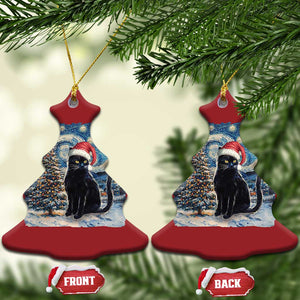 Xmas Black Cat Christmas Ornament Meowy Catmas Starry Night Santa Cat TS09 Christmas Tree Red Print Your Wear