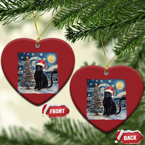 Xmas Black Cat Christmas Ornament Meowy Catmas Starry Night Santa Cat TS09 Heart Red Print Your Wear