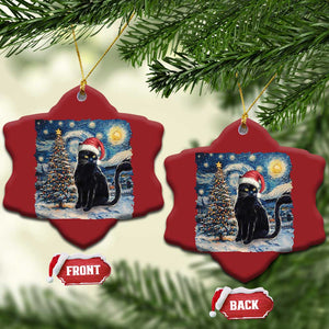 Xmas Black Cat Christmas Ornament Meowy Catmas Starry Night Santa Cat TS09 Snow Flake Red Print Your Wear