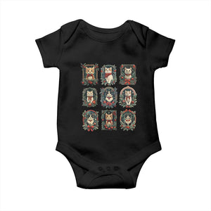 Christmas Cat Baby Onesie Vintage Kitten Victorian Holly Wreath TS09 Black Print Your Wear